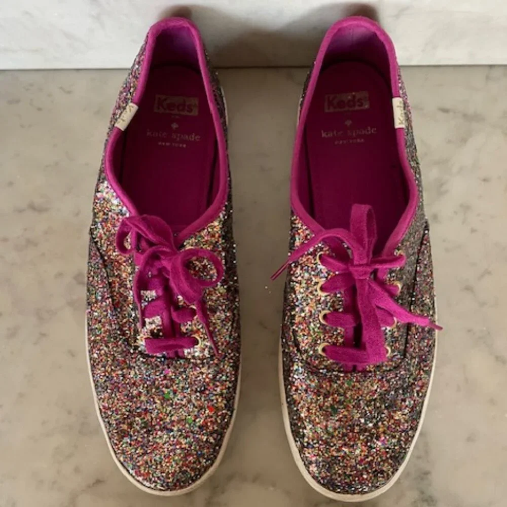 KEDS X KATE SPADE Champion Grape Glitter Women Lace Up Sneakers Size US 10